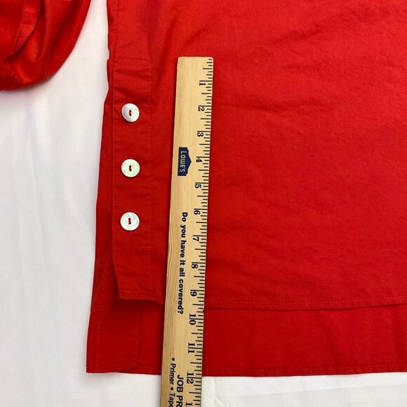 Poppy Red Blouse Tunic Lagenlook Asian Kimono Inspired L Roll Tab NWT Zac Rachel - Picture 3 of 10